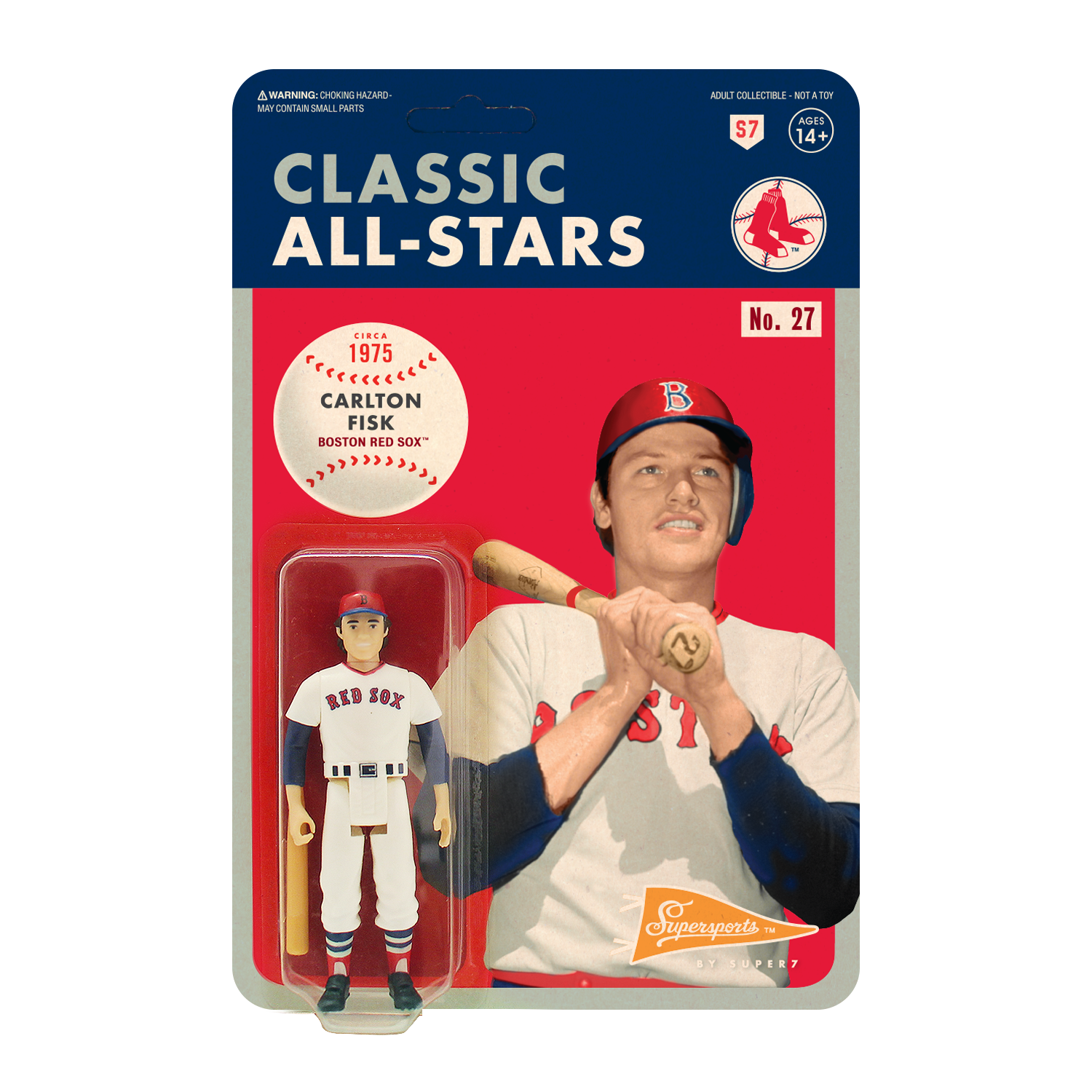 MLB CLASSIC REACTION FIGURE - CARLTON FISK (BOSTON RED SOX)