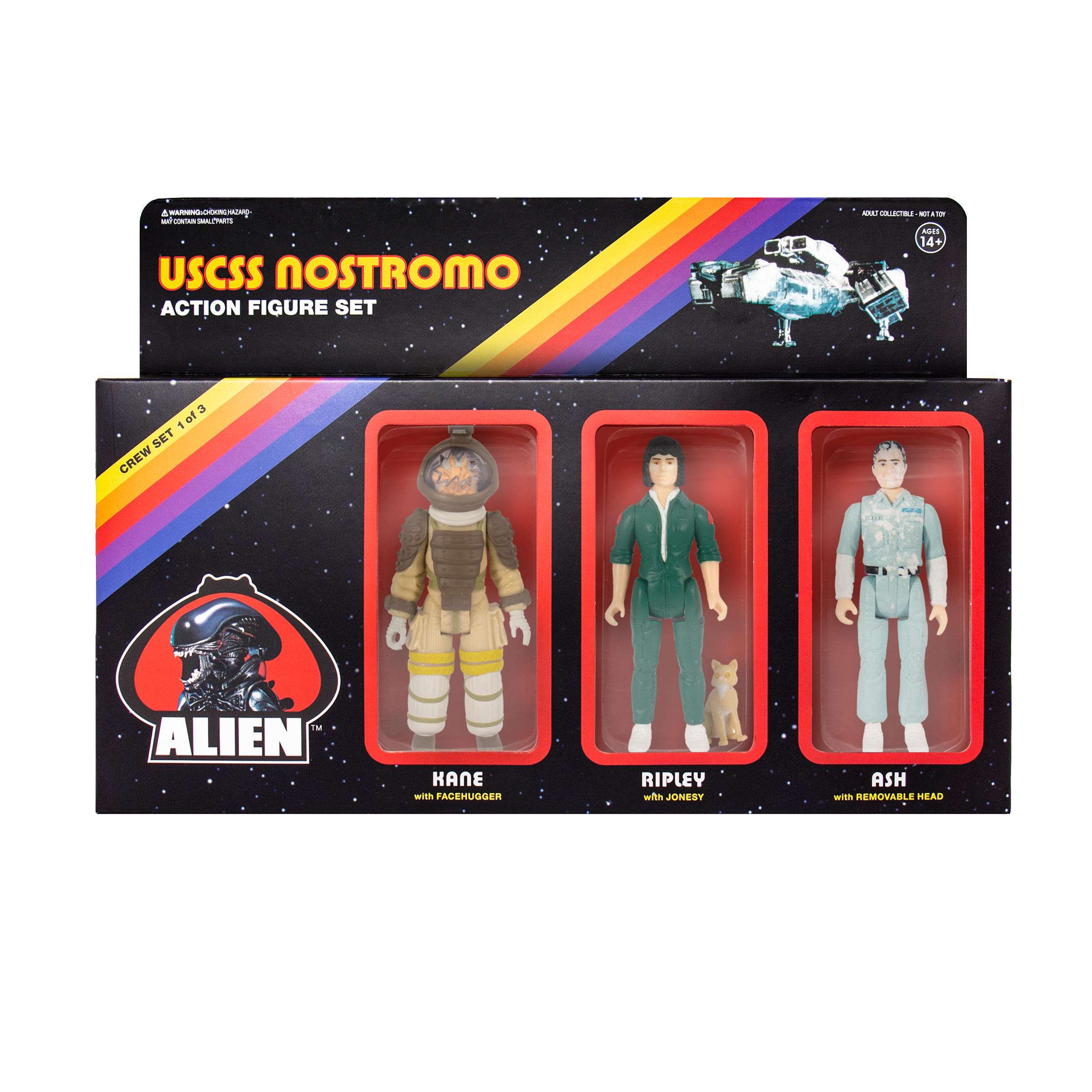 Alien ReAction Figures 3-Pack - Pack A (Ash, Ripley w/Jonesy, Kane w/Facehugger)